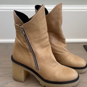 Free People Tan Leather Ankle Boots
